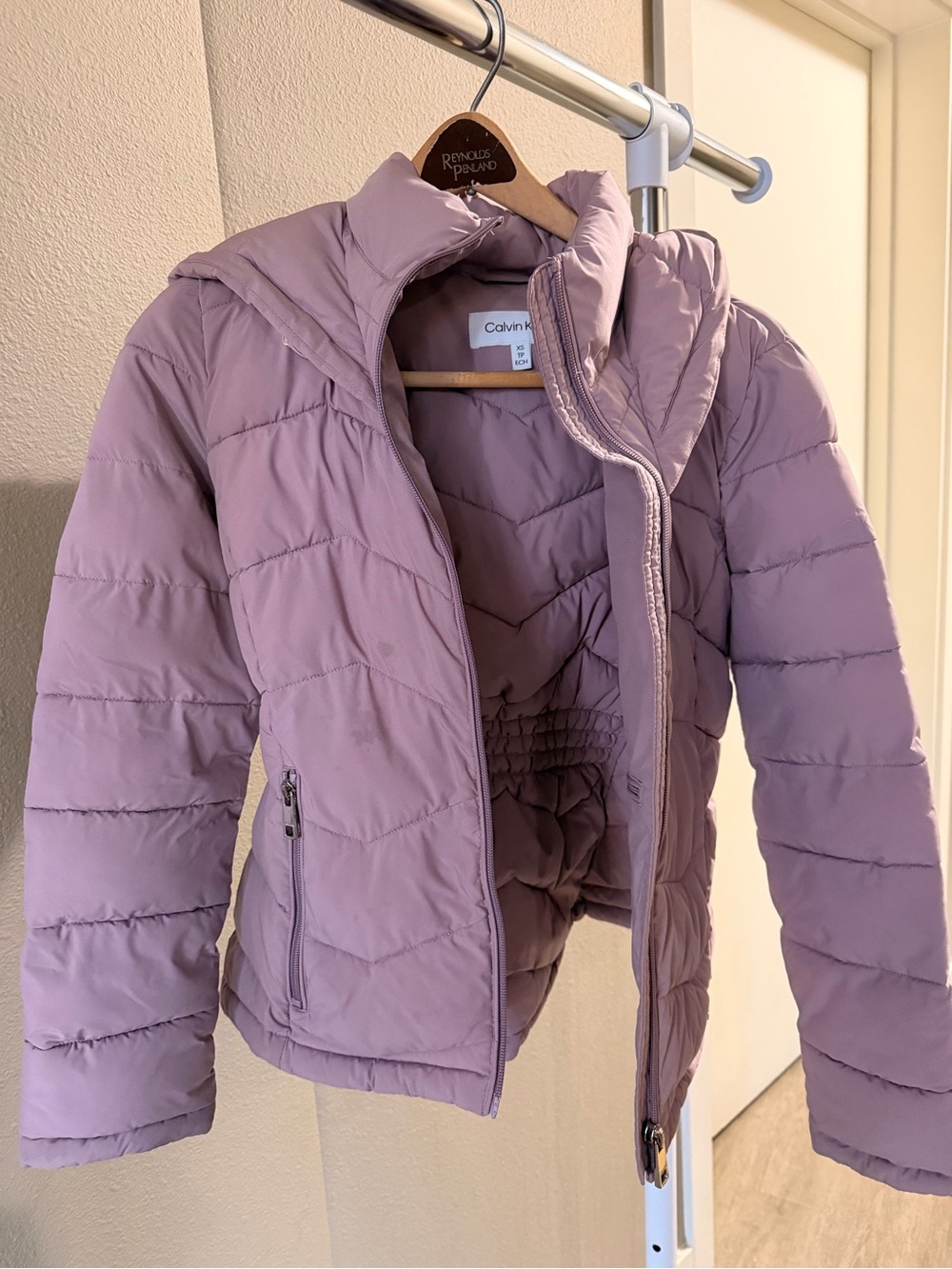 Calvin Klein Women's Lilac Quilted Puffer Jacket